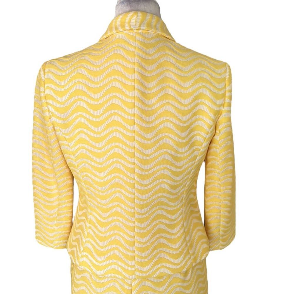 Albert Nipon Vintage Yellow White Wavy Striped 2 … - image 5